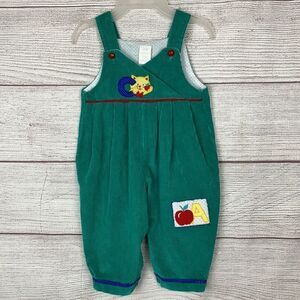 Vintage Corduroy Alphabet Baby Cotton Green Overalls 12 m